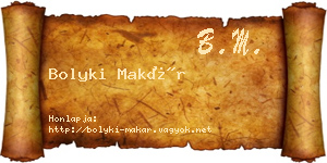 Bolyki Makár névjegykártya